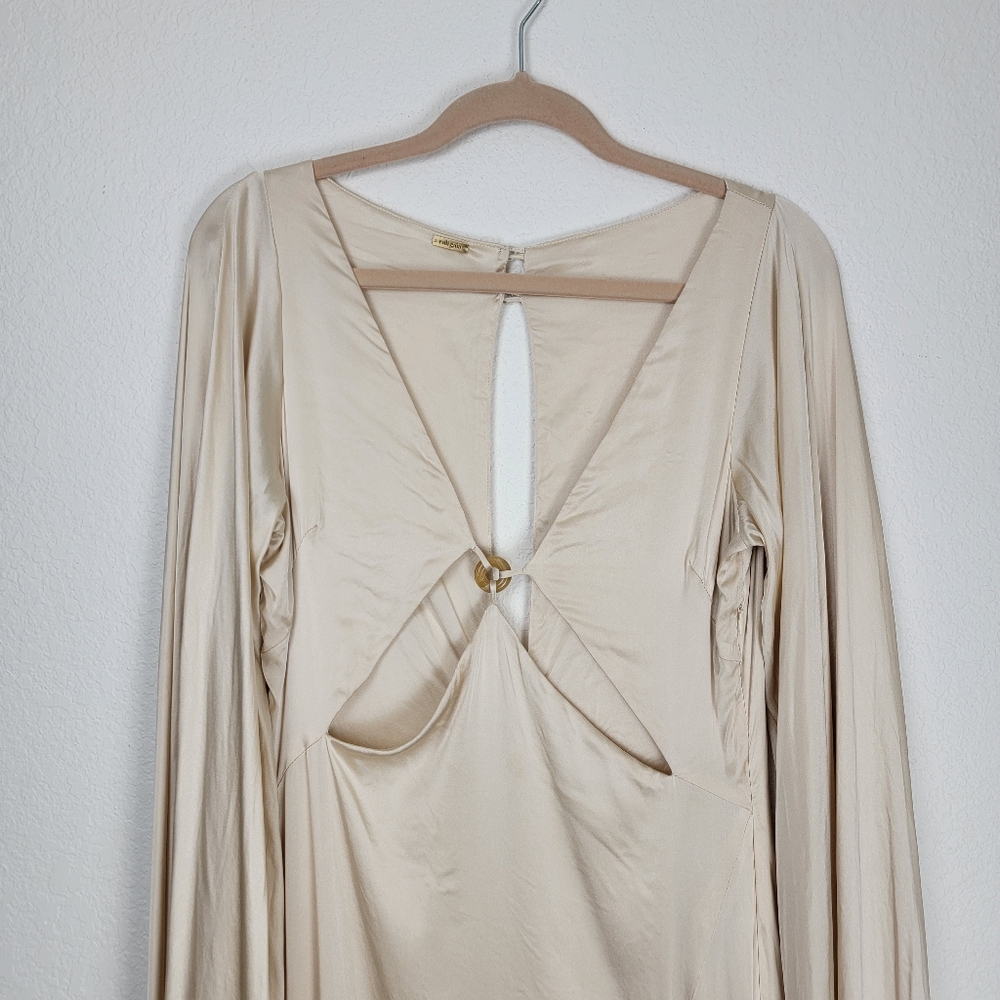 Cult Gaia Shaine Gown Maxi Cape Bridal Silk Cutouts White Ivory Medium - Picture 11 of 17